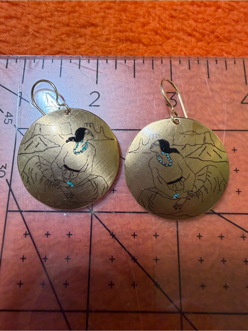 Jerry Hunter Two Silversmith R.C. Gorman Bronze Earrings 14K GF EUC